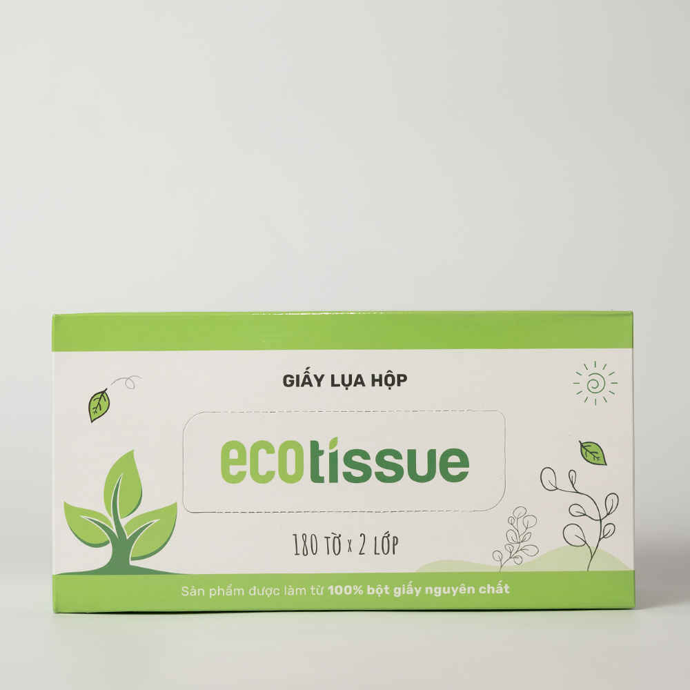 Khăn giấy ăn khăn giấy lụa Ecotissue hộp cao cấp 180 tờ siêu mềm mịn thấm hút tốt an toàn khi sử dụng