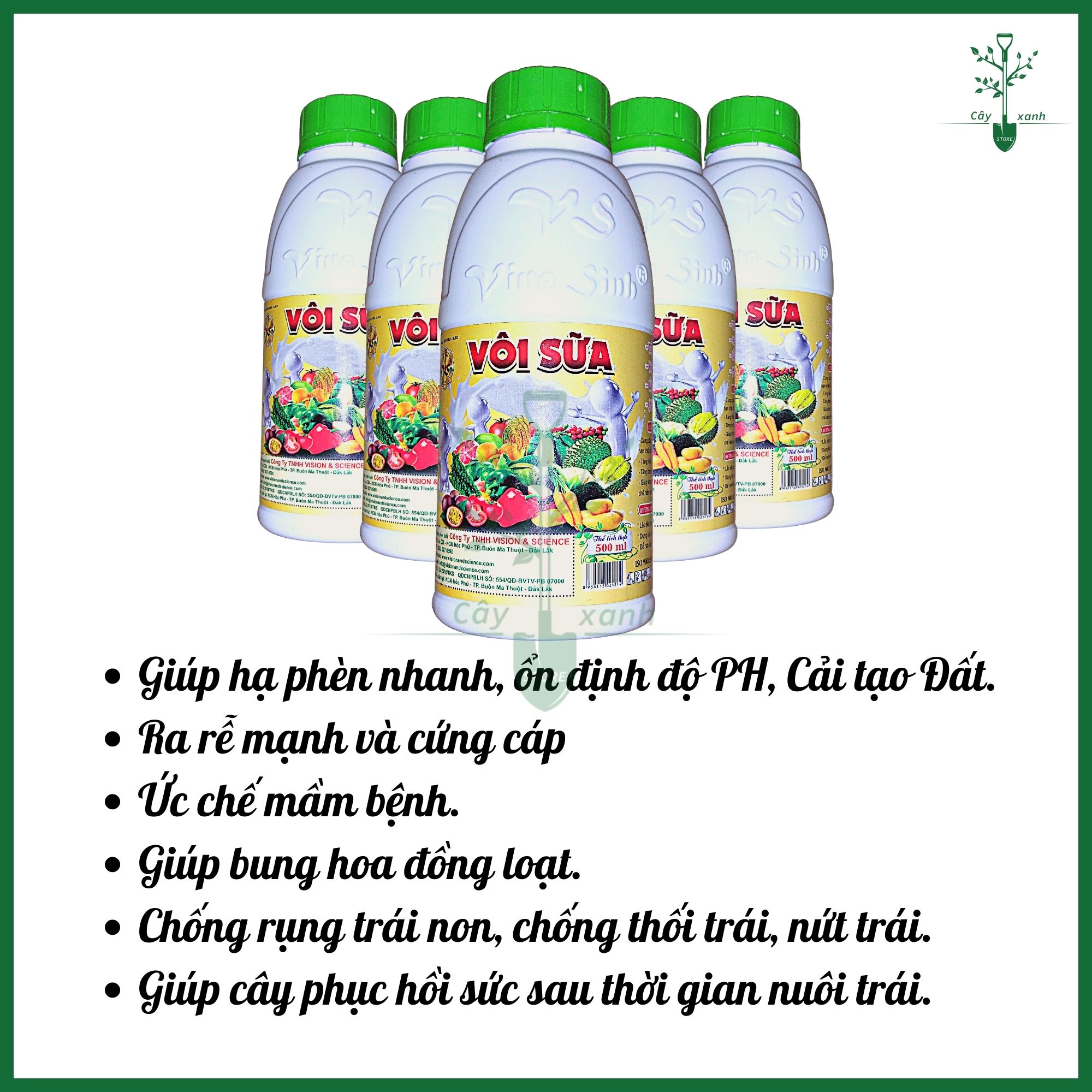 VÔI SỮA - Làm Khô Vết Bệnh, Ổn Định PH Đất Cây Trồng, hạ phèn nhanh - Chai 500ml - Cây Xanh Store