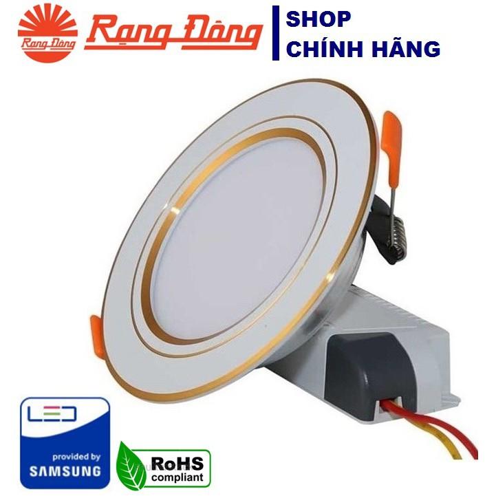 Đèn LED âm trần 7W Rạng Đông, khoét lỗ 90, vỏ nhôm đúc - (Viền vàng/ viền bạc)