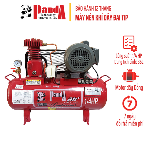 Máy nén khí dây đai Panda 11P, Công suất 1/4HP, Bình 36L