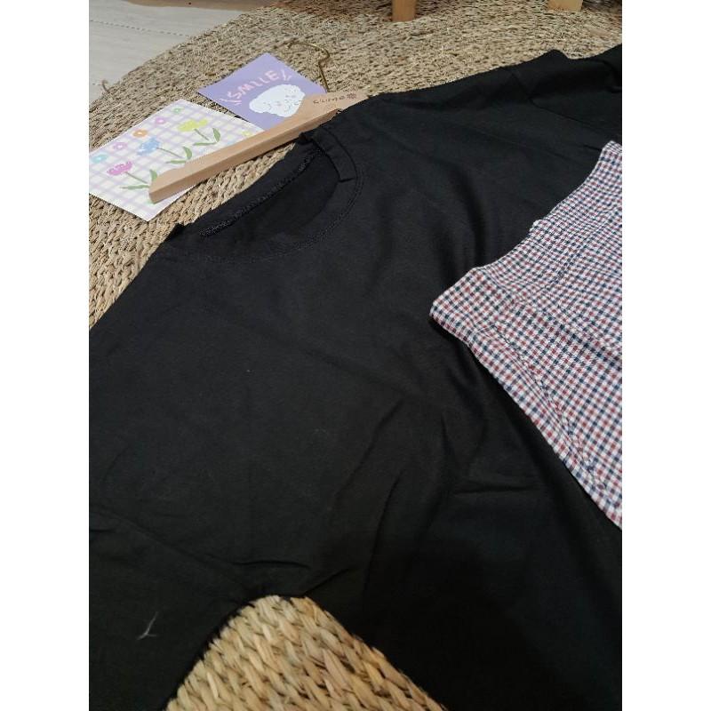 SET ÁO ĐEN + CHÂN VÁY CARO