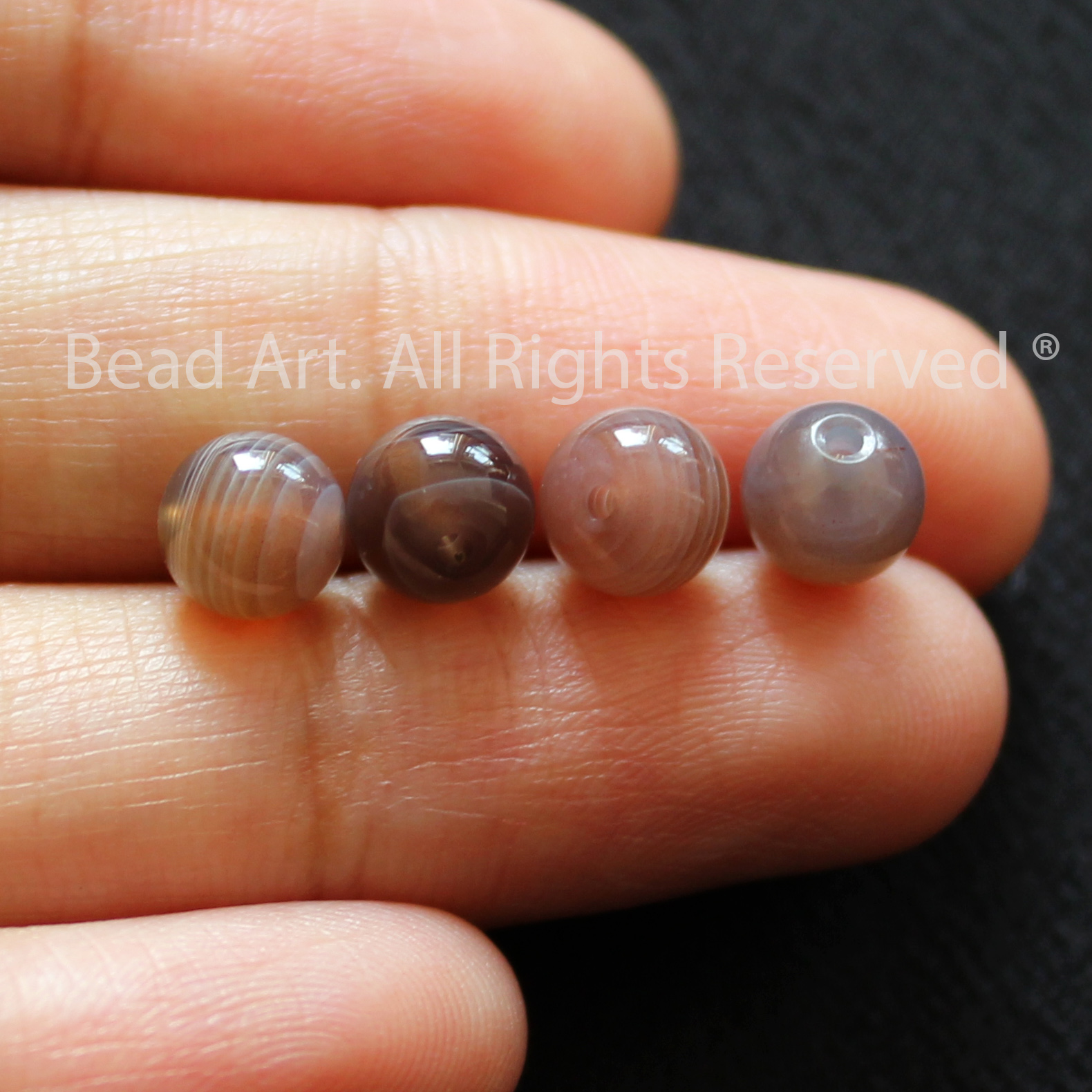 [1 Hạt] 6MM Đá Mã Não Xám Đỏ Tự Nhiên, Gray Agate, Carnelian, Phối Vòng Tay Phong Thuỷ, Chuỗi Hạt, Trang Sức - Bead Art