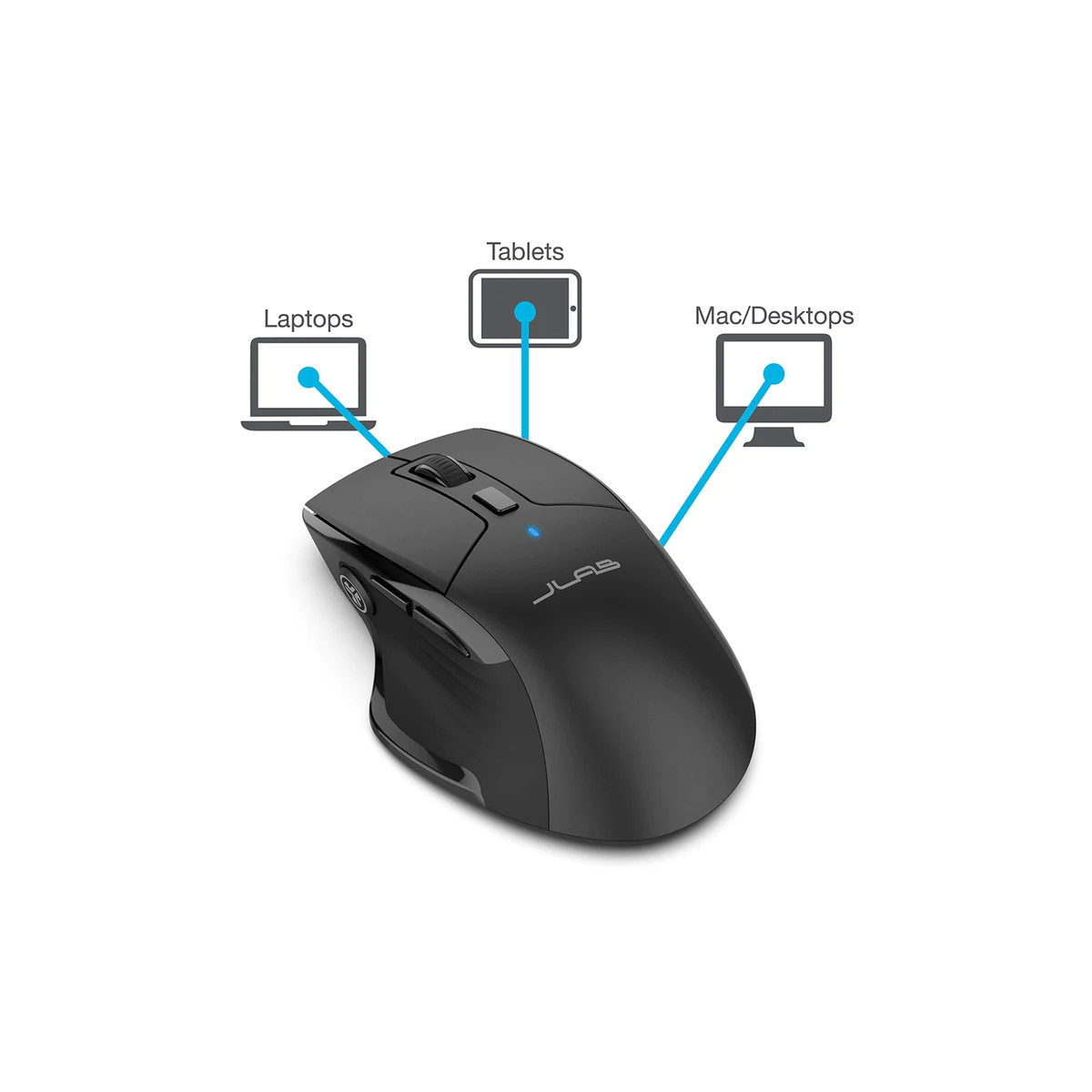 Chuột không dây pin sạc Jlab Jbuds 2 chế độ kết nối DPI 2400 7 nút Silent thiết kế công thái học phù hợp Laptop/PC - Hàng chính hãng - BH 2 năm 1 đổi 1