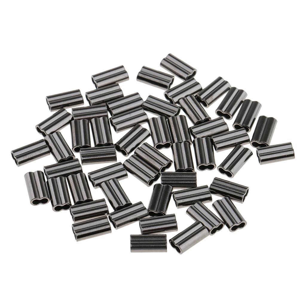 100pcs Double Barrel Copper Crimp Sleeves 10mm Fishing Crimps for Rig Making - Sizes 1.5mm 2.0mm Bore