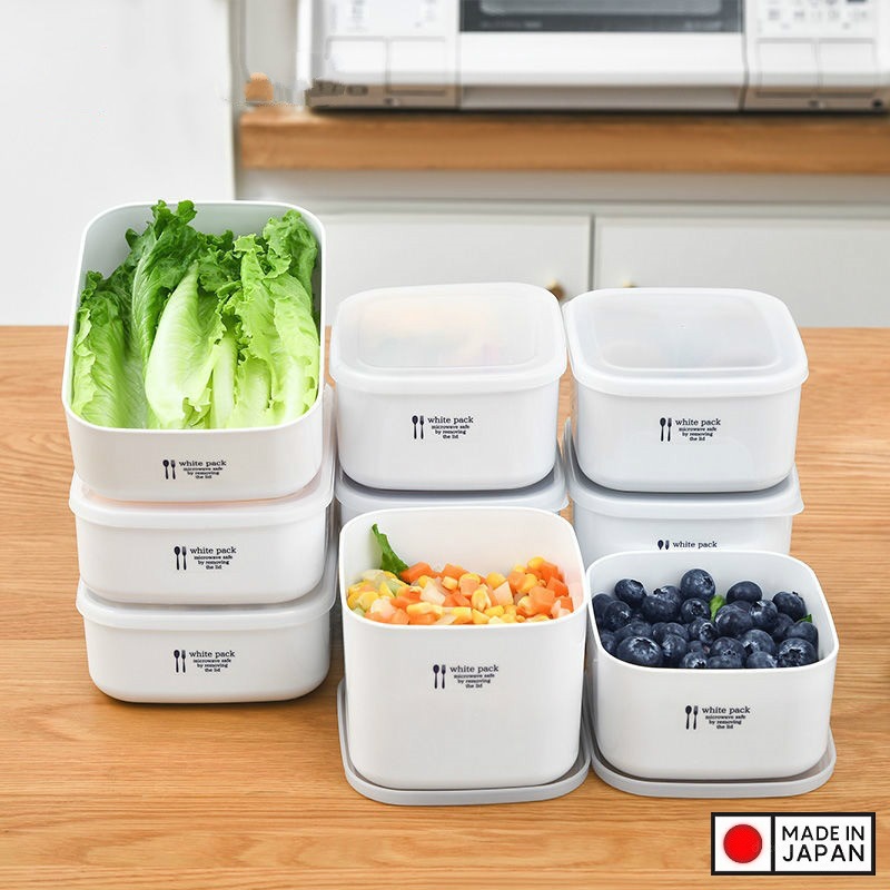 Set 02 hộp đựng thực vuông White Pack 190ml - Made in Japan