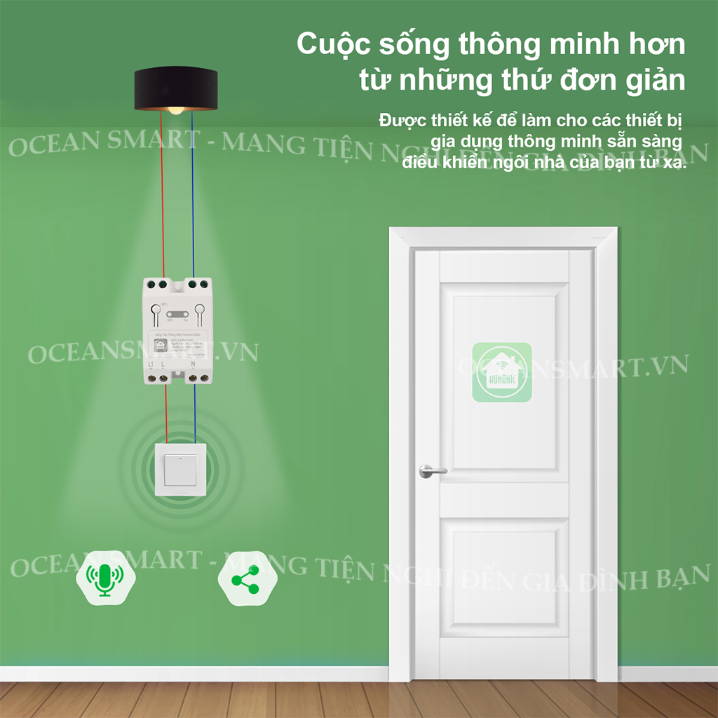 Công Tắc Cảm Ứng Wifi Thông Minh Hunonic, Giá Rẻ, Hẹn Giờ, Điều Khiển Từ Xa Qua Điện Thoại