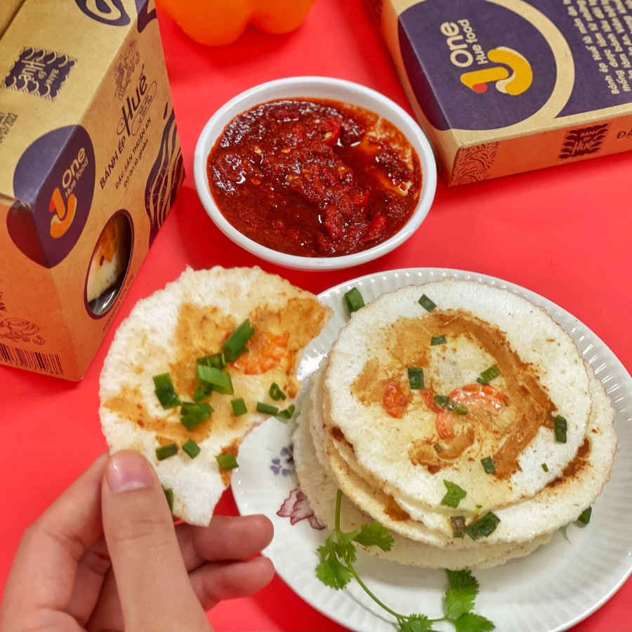 Combo Bánh ép Huế 60 hộp HUE ONE FOOD vị tôm thịt hải sản size nhỏ