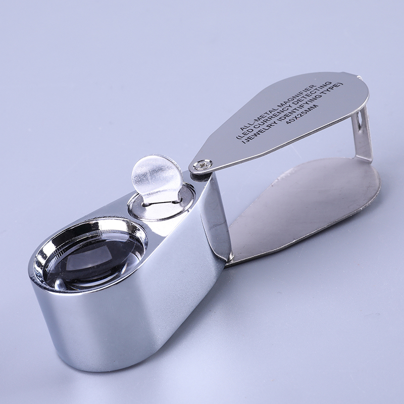 Kính lúp mini cầm tay kiểu dáng móc khóa phóng đại 40 lần tích hợp đèn trợ sáng đa năng