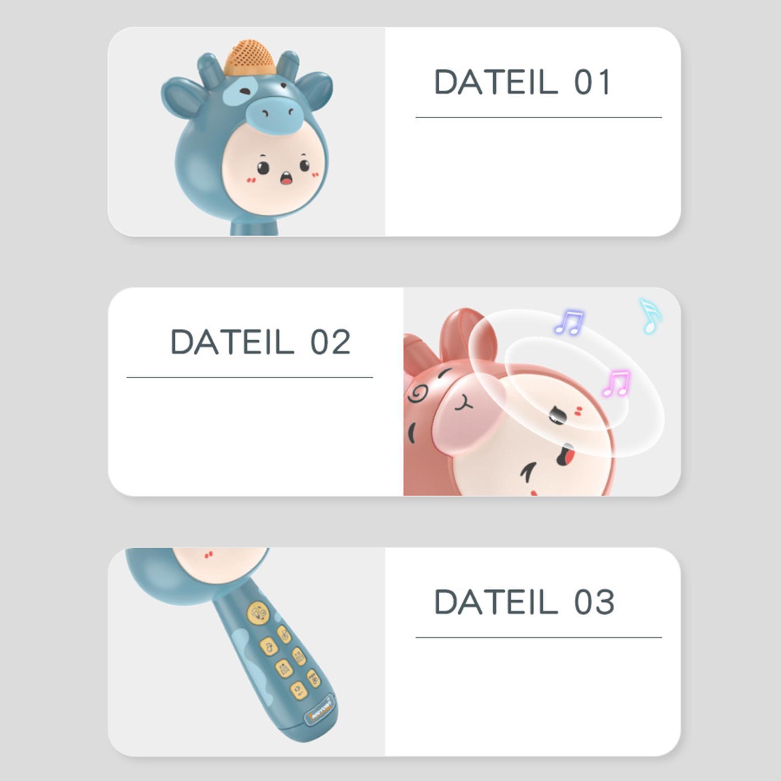 Portable Wireless Bluetooth Karaoke Pause to Continue Change Sound for Kids pink