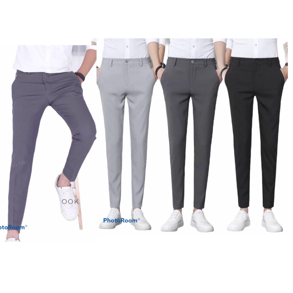Quần Tây Nam, quần tây âu phom hàn quốc dáng ôm ống côn, vải co dãn. Hình thật 100% chất vải tuyết mưa dày mịn đẹp loại 1 chuẩn shop.