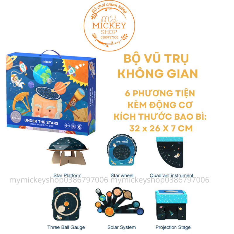 Bộ đồ chơi khoa học Mideer tự làm đồ chơi steam lắp phương tiện thủ công bằng tay DIY 6789 tuổi stem – 6 phương tiện không gian