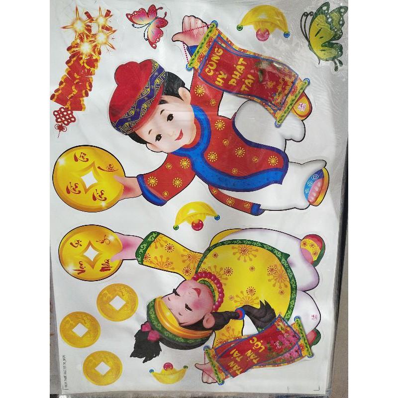 Tranh sticker 3D bóc dán kính ngày tết