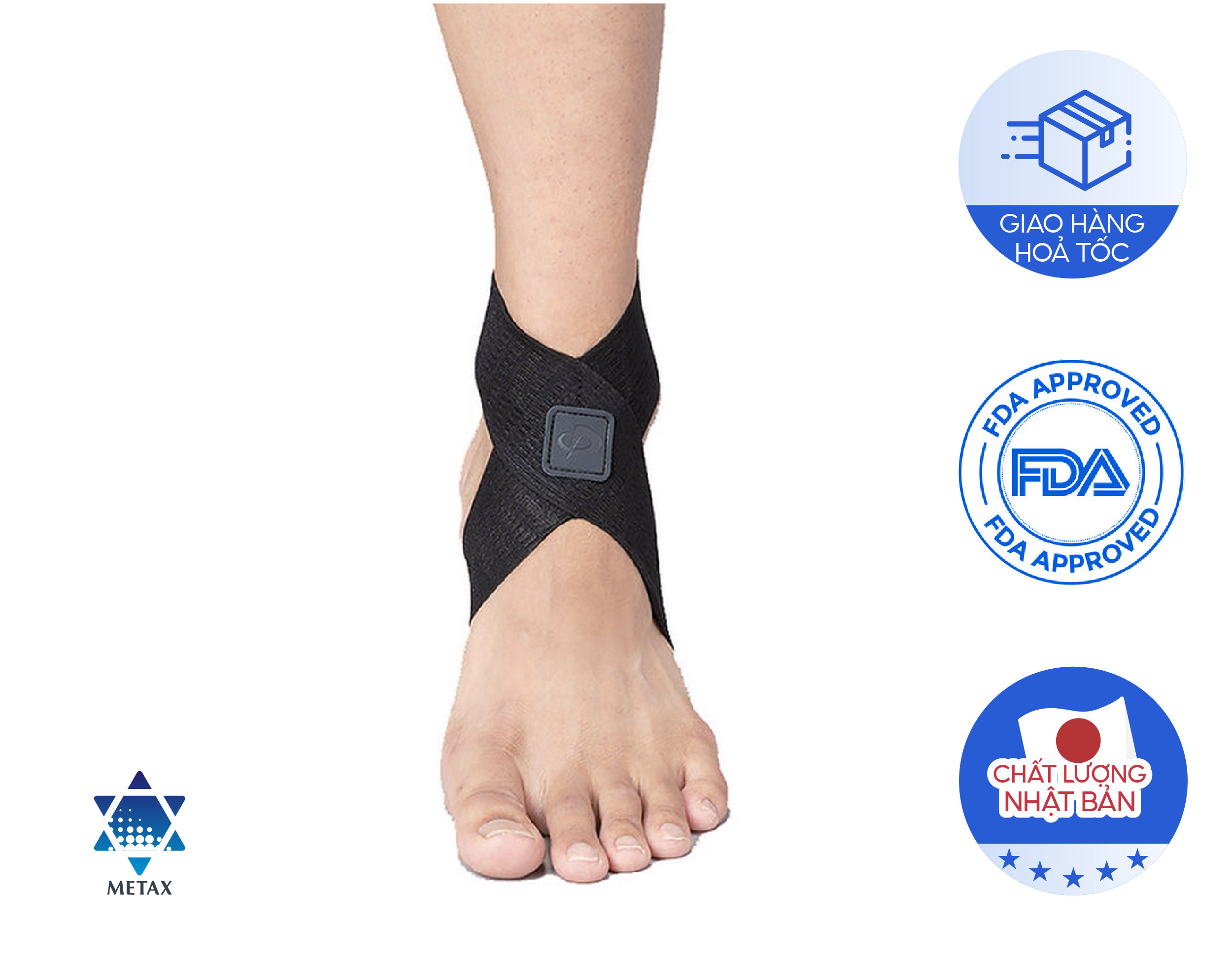 Đai cổ chân mềm Phiten Metax Supporter Ankle Soft Type Super Light AP241003/AP241004/AP241005