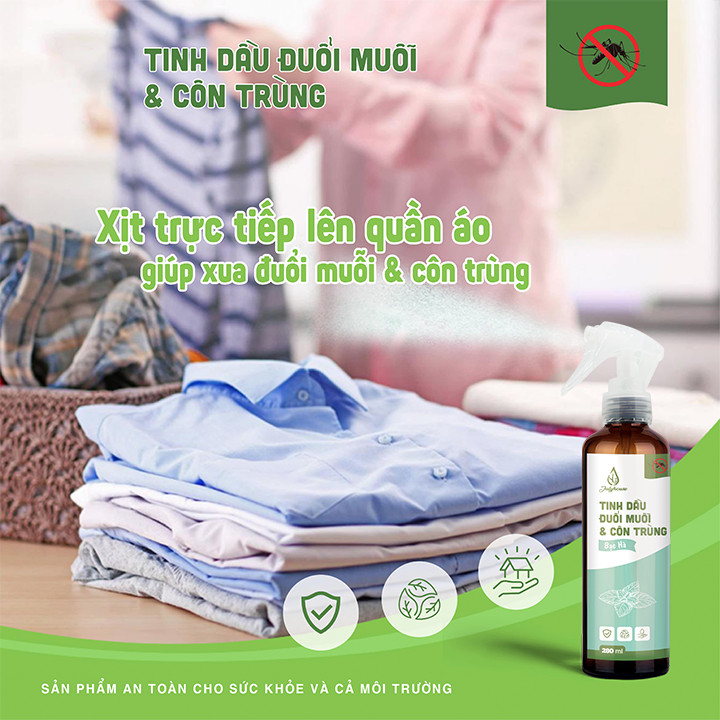 Bình xịt Phòng tinh dầu đuổi muỗi & côn trùng 280ml JULYHOUSE