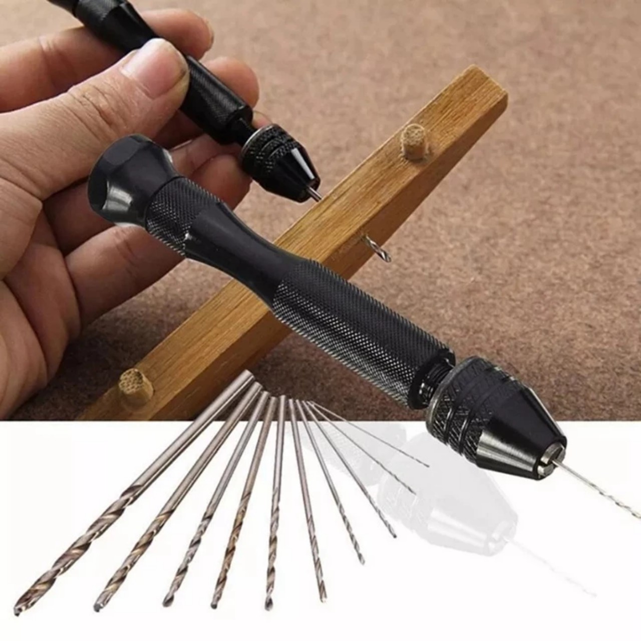 CÂY KHOAN CẦM TAY MINI kèm 10 mũi khoan