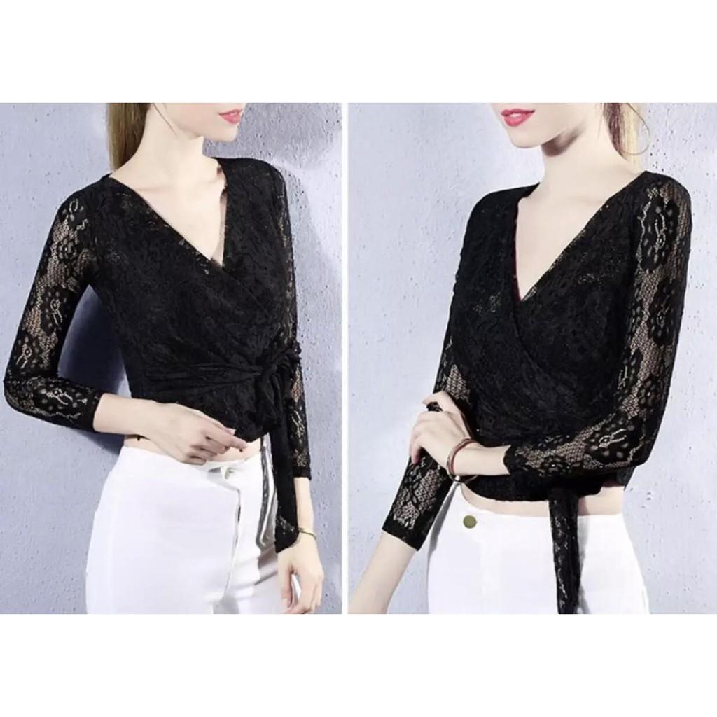 Áo ren eo đính nơ tay lỡ free size