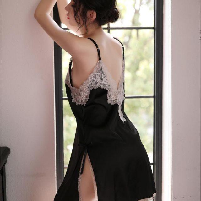 Hàng Quảng Châu Cao Cấp - Đầm Ngủ -Váy ngủ lụa satin xẻ eo (tặng kèm quần lót MS5126)