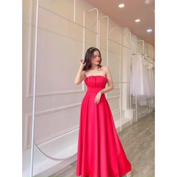 Đầm váy nữ maxi cúp xếp ngực có 3 màu