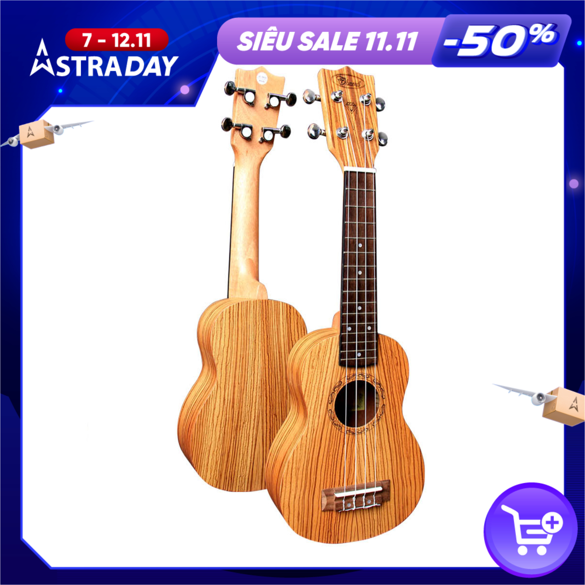 Đàn Ukulele Soprano CHARD U-21B, Mặt Đàn Gỗ Hồng Sắc