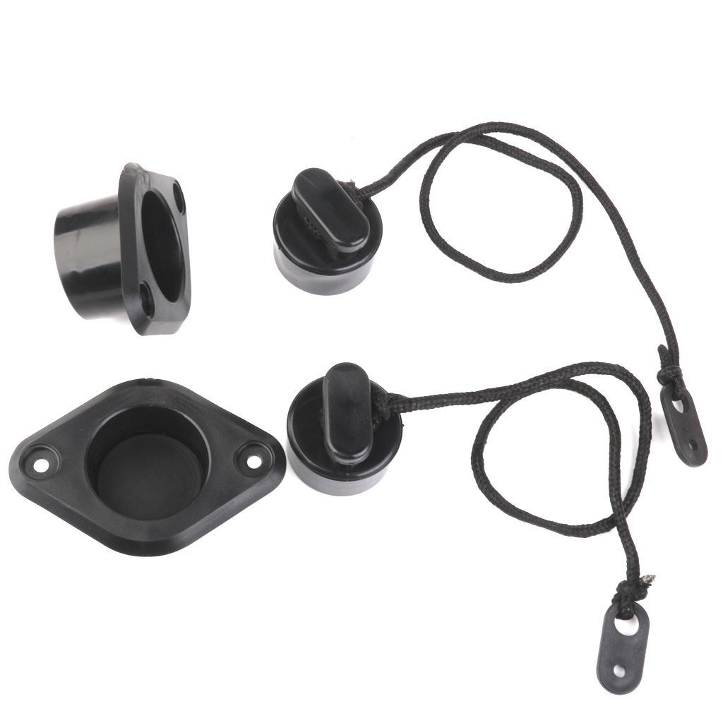 2x Black Marine PVC Scupper Drain Valve Cap Replacement for Inflatable Boat