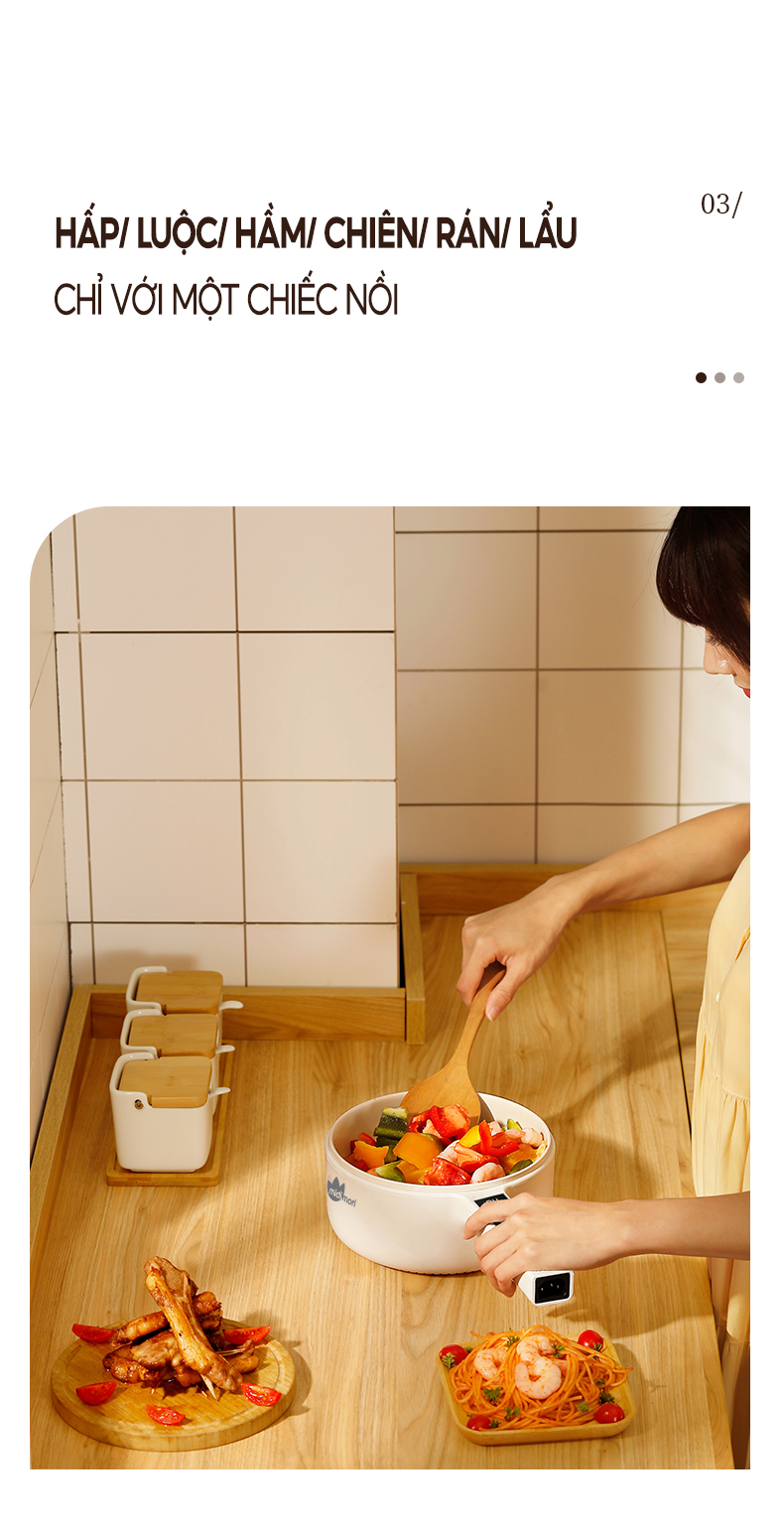 Nồi Lẩu Điện Đa Năng Mini Midimori MDMR-568 Không Kèm Xửng Hấp Inox – Hàng Chính Hãng