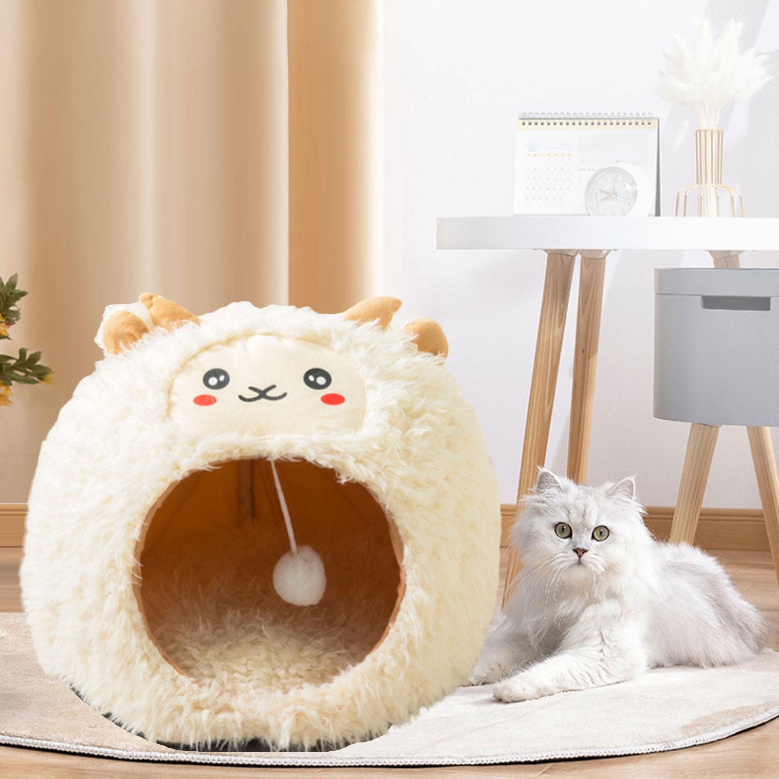 Fleece Lamb Shaped Cave Sleep Adorable Kennel for Pet Supplies Kitty Dog