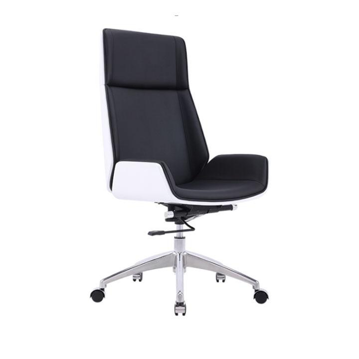 Ghế xoay văn phòng cho giám đốc bọc da PU lưng ốp gỗ cao cấp chống mỏi lưng BJ701, Ghế văn phòng làm việc lưng cao