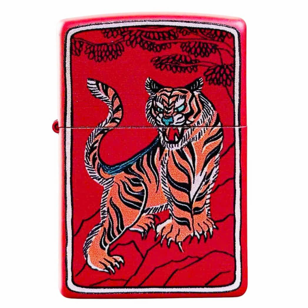 Bật lửa Zippo Year of the Tiger - Phiên Bản 12 Con Giáp (Tuổi Dần) Thiết Kế Việt Nam, Sơn Tĩnh Điện Đỏ May Mắn Chính Hãng