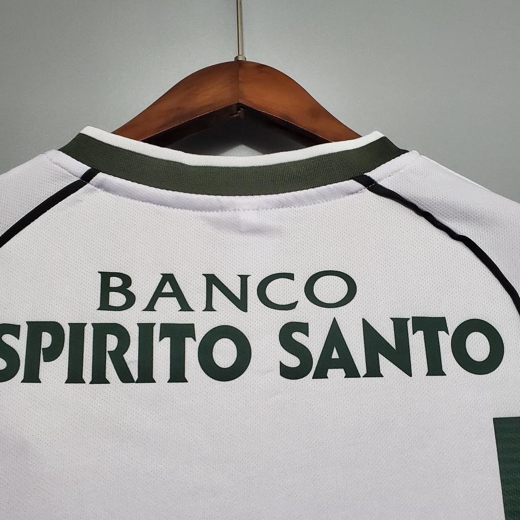Áo Bóng Đá Retro Sporting Lisbon 2002 - Sân Nhà In Tên Ronaldo Số 28 bản cao cấp vải Cotton Polyester