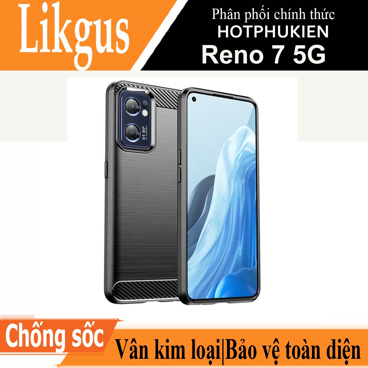 Ốp lưng chống sốc vân kim loại cho Oppo Reno 7 5G hiệu Likgus - hàng nhập khẩu