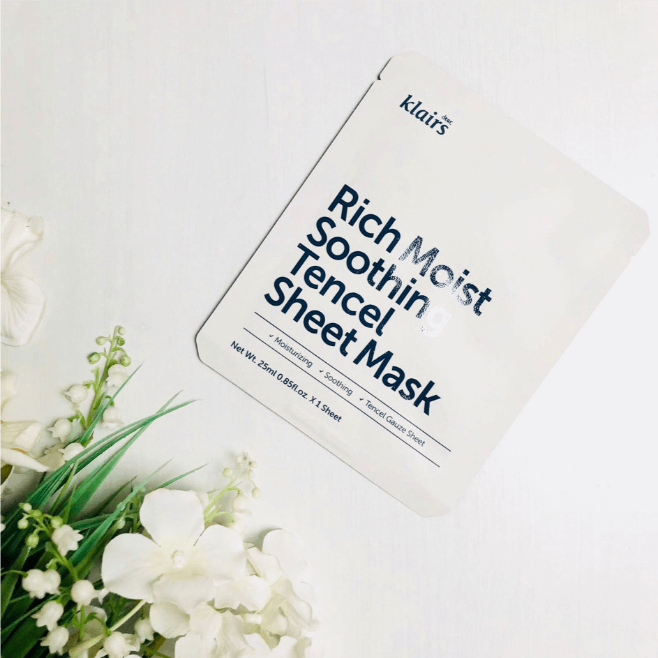 Combo 5 Mặt nạ dưỡng ẩm sâu, làm dịu dành cho da nhạy cảm, kích ứng Klairs Rich Moist Soothing Tencel Sheet Mask 25ml x5