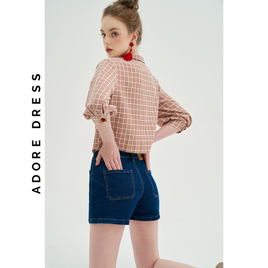 Áo sơ mi Shirts casual style thô karo nhí cam khuy bọc 311SH1013 ADORE DRESS