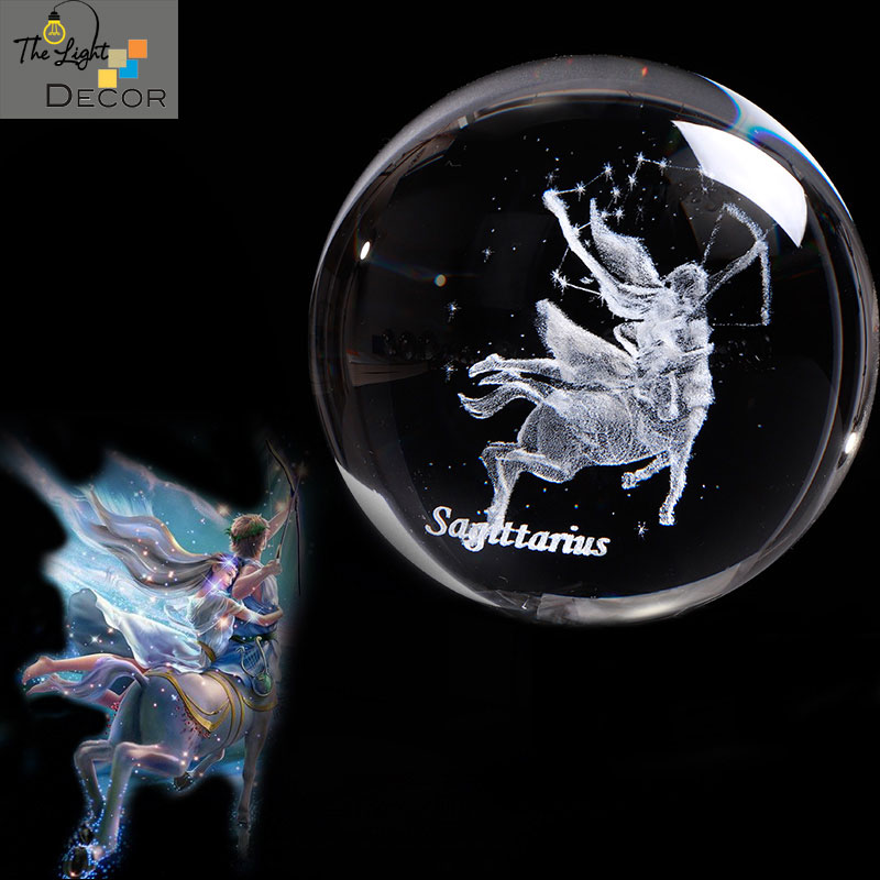 Bộ quà tặng Quả Cầu Pha Lê 3D LED Cung Nhân mã Sagittarus