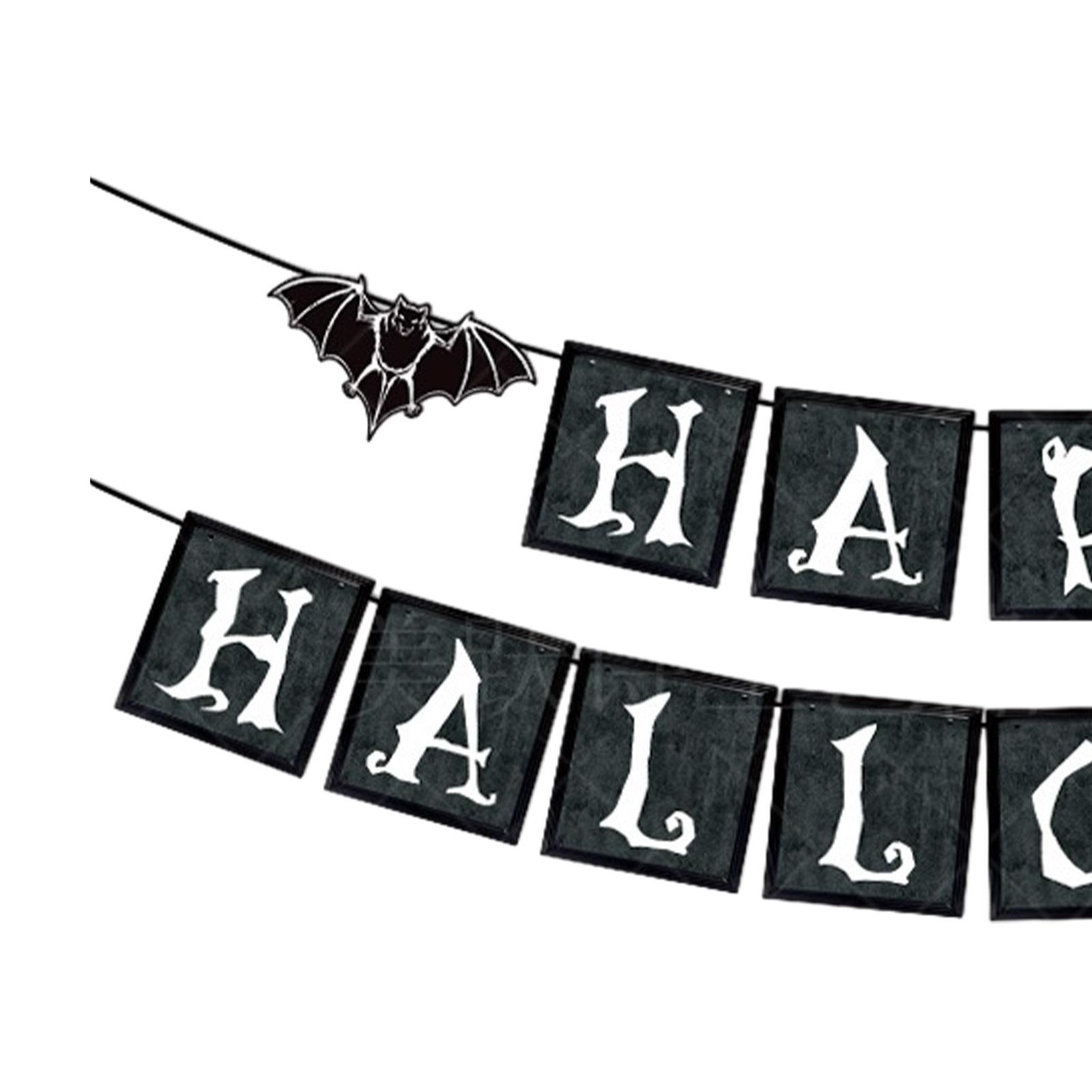 Halloween Banner Halloween Decoration Fireplace Wall Halloween Pull Flag Halloween Garland Supplies for Yard Garden Horror Movie Theme Party