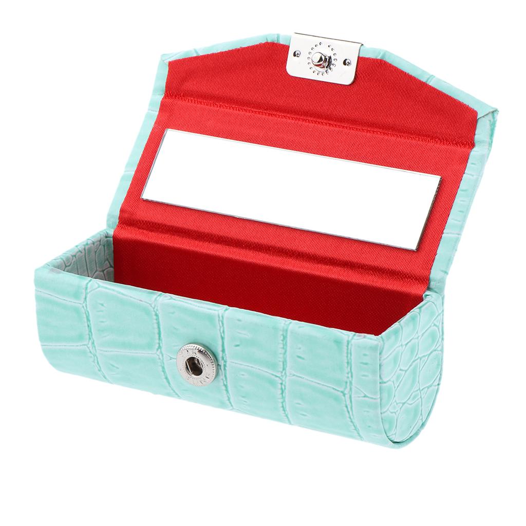 Durable Soft Leather Lipstick Case Holder Organizer Bag for Purse Cosmetic Storage Kit With Mirror