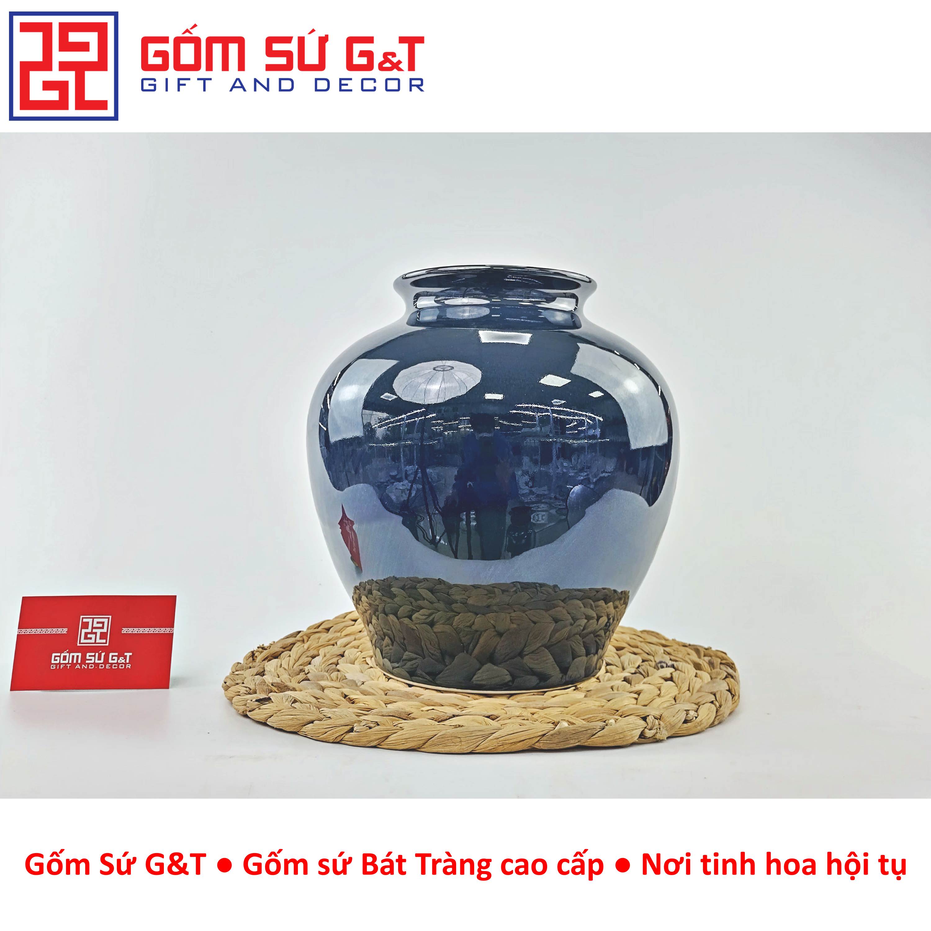 Lọ hoa men hỏa biến dáng vò vẽ sen Gốm Sứ G&amp;T