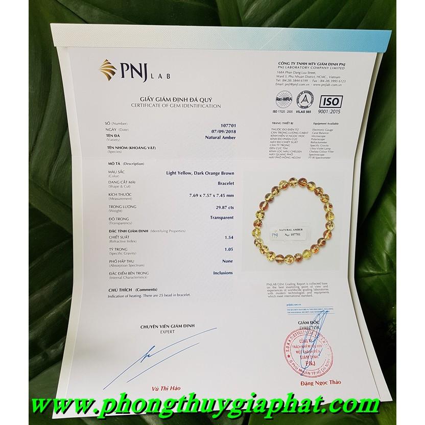 Vòng đeo tay hổ phách