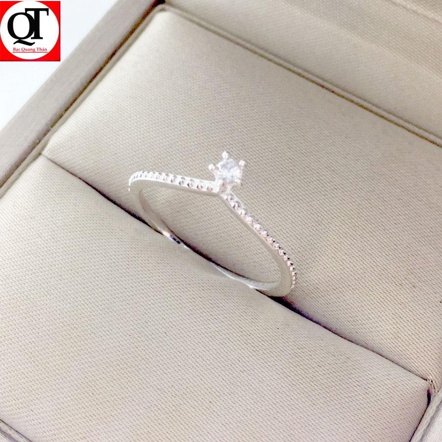 Nhẫn nữ thời trang bản nhỏ gắn đá rico cao cấp chất liệu bạc ta trang sức Bạc Quang Thản – QTNU88