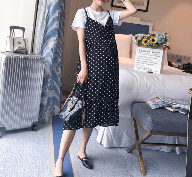 Váy bầu dạng yếm dáng maxi 45-65kg