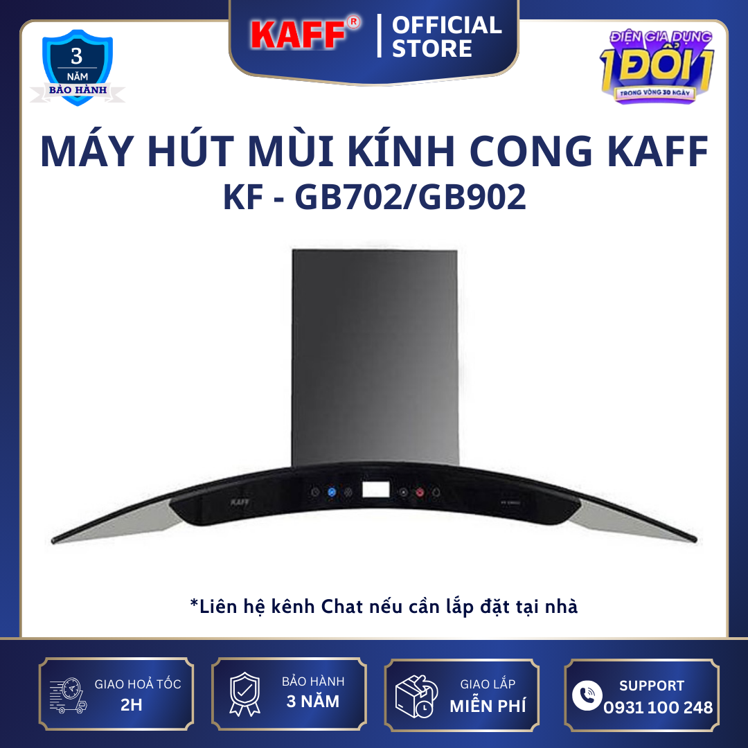 Máy hút mùi kính cong cảm ứng điều khiển từ xa 700mm KAFF KF-GB702 - Hàng Chính Hãng