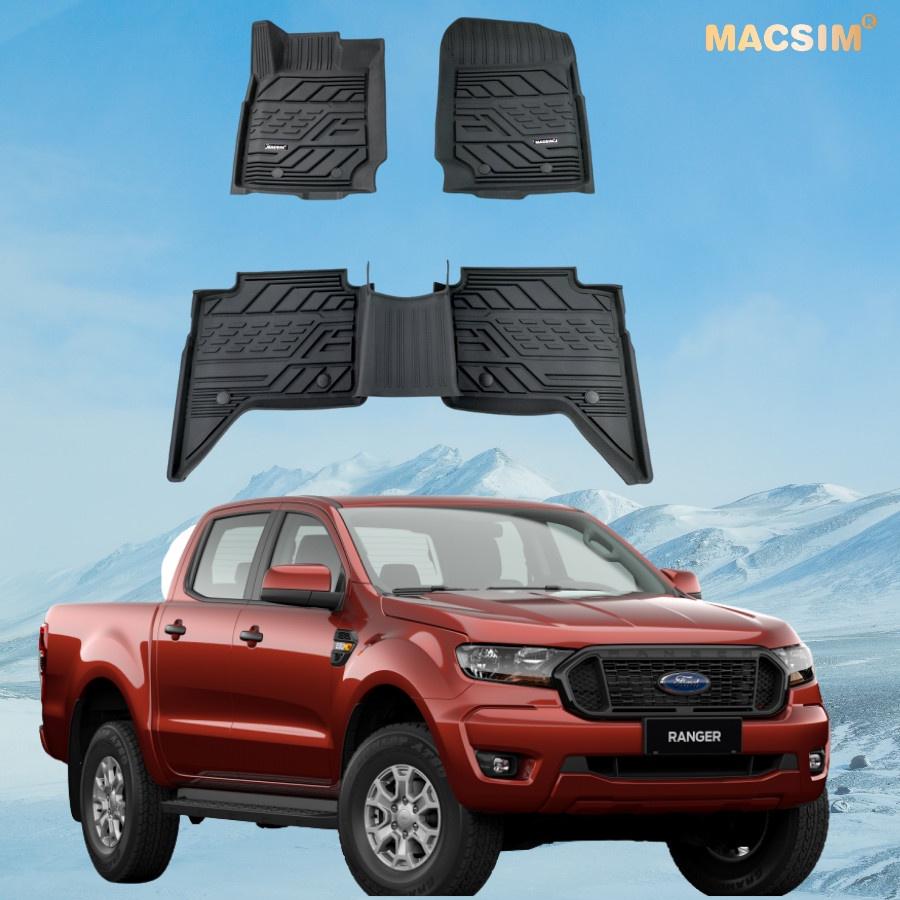 Thảm lót sàn xe ô tô Ford Ranger 2019- 2021 nhãn hiệu Macsim - chất liệu nhựa TPE đúc khuôn cao cấp - màu đen