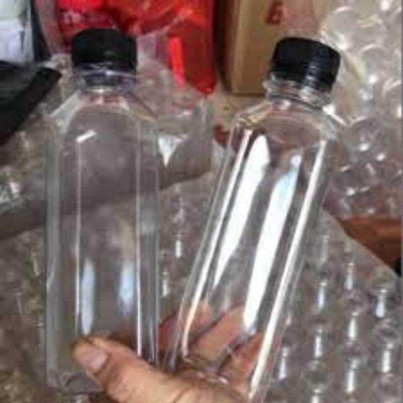 Set 10 Chai nhựa đựng trà sữa, nước ép nắp đen dung tích 330ml