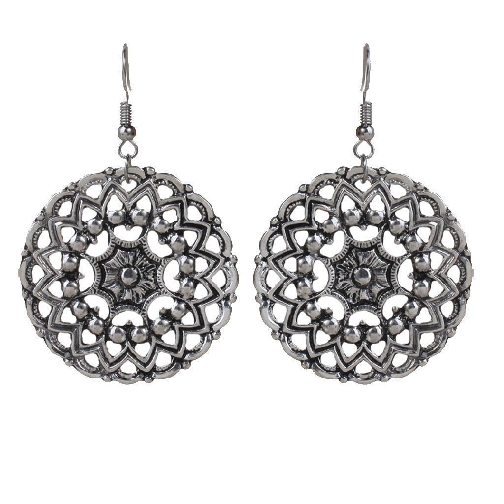Vintage Lotus Dangle Stud Earrings Elegant Party Decor