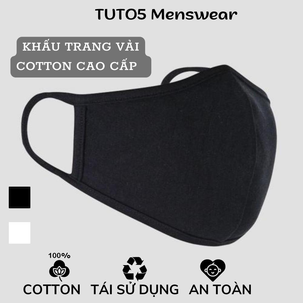Khẩu trang vải 2 lớp TUTO5 thời trang  kháng khuẩn an toàn, cao cấp giặt và tái sử dụng nhiều lần KT1001-1