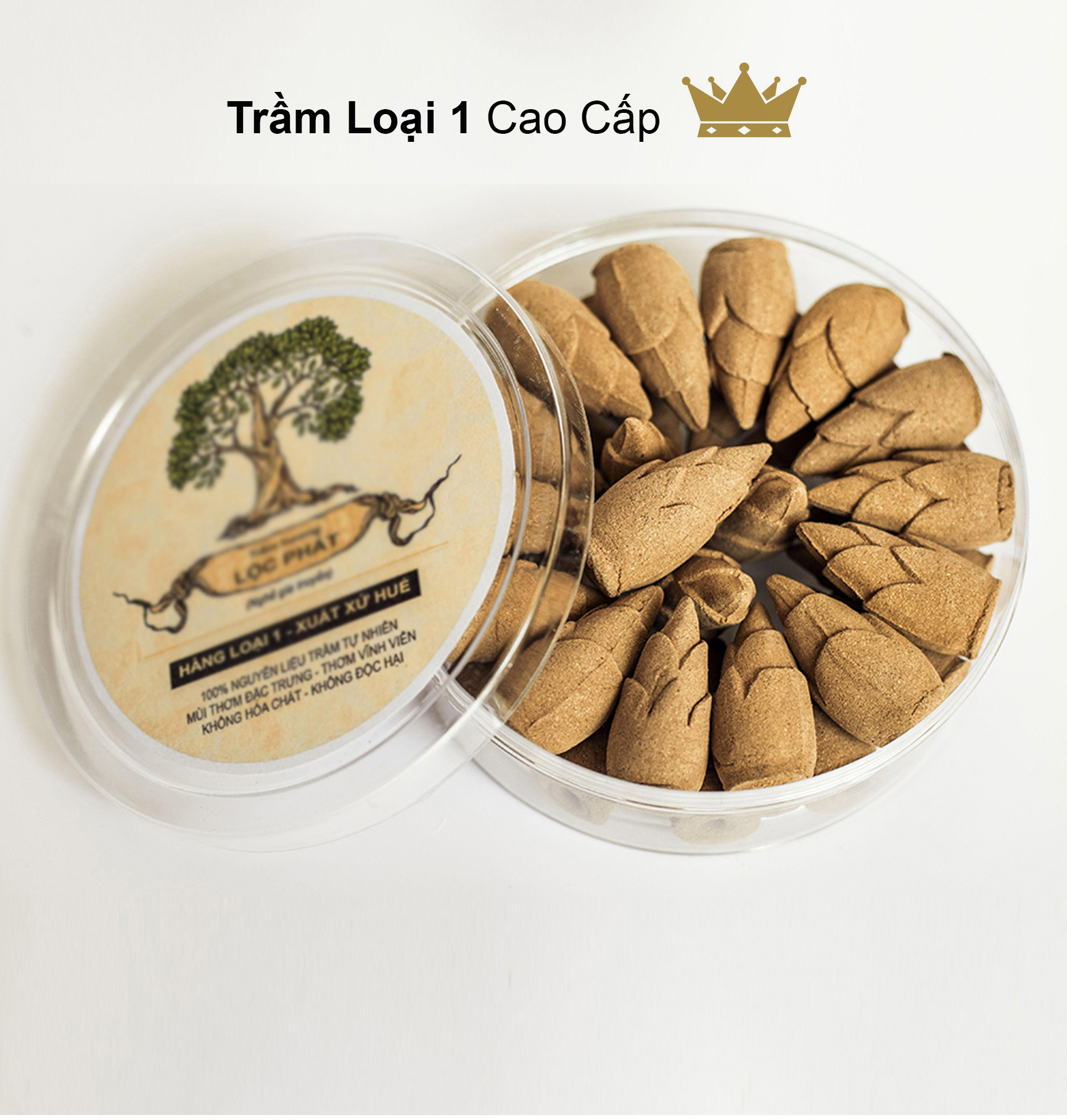 Nụ Trầm Hương Thác Khói Trầm Hương Lộc Phát Trầm Xông Nhà Cửa Cao Cấp Loại 1 Hộp 30 Viên