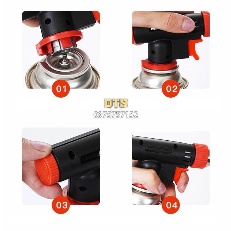 Đèn khò ga xoay 360 độ đánh lửa tự động, hai chế độ lửa linh hoạt, cây đèn khò đa năng - Núm điều chỉnh nhiệt 1300 độ C