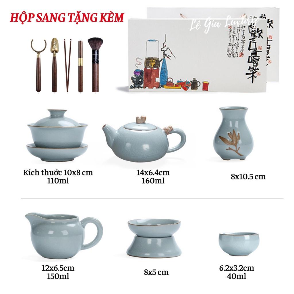 Bộ ấm chén uống trà cao cấp Men rạn, Bộ ấm chén trà đạo phong cách Nhật Bản, Bộ ấm chén cao cấp