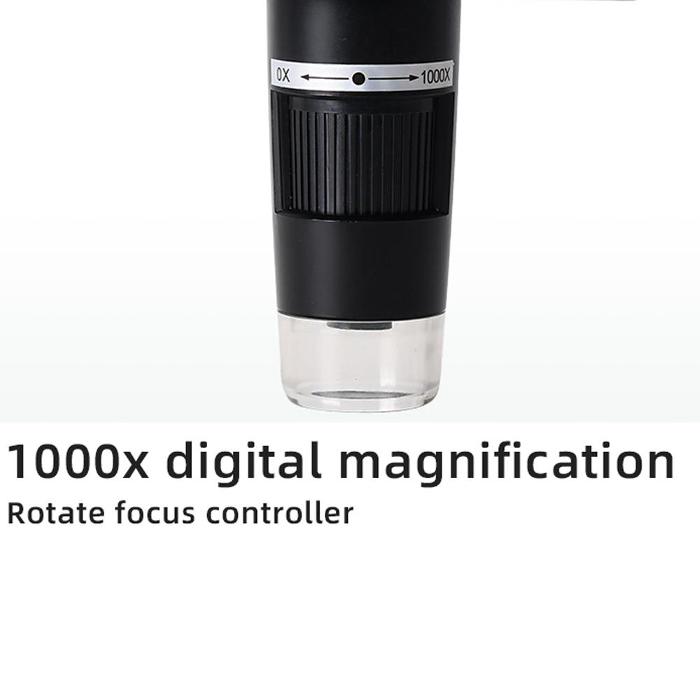 4.3 Inch Display 1000X Digital Microscope Photo Video Taking with 8 Adjustable LED Lights Lifting Aluminum Alloy Stand for Jewelry Identification Mobilephone Repairs