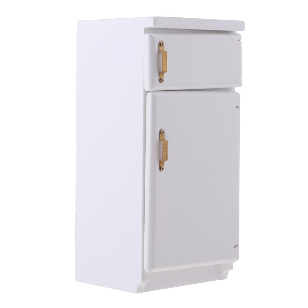 Phong Cách Châu Âu 1/12 Gỗ Tủ Lạnh Tủ Lạnh Nhà Búp Bê Đồ Phụ Kiện