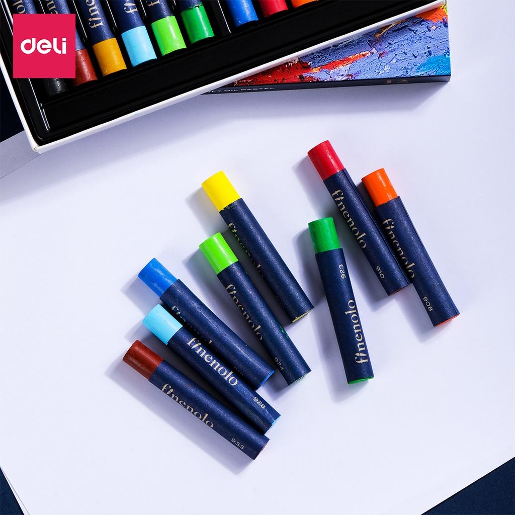 Bút Màu Sáp Dầu Chuyên Nghiệp Oil Pastels Phiên Bản Cao Cấp Finenolo Vẽ Tranh Tô Màu Học Sinh Deli - Hộp Giấy Hiện Đại Chất Mềm Mịn - EC212